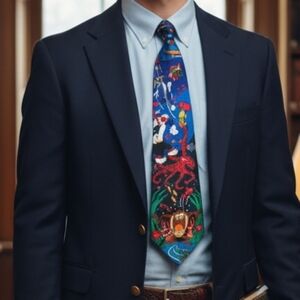 Warner Bros. Looney Tunes Vintage 1993 Collectible Eclectic Teacher Satin Tie